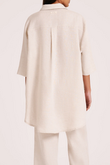 Lounge Linen Longline Shirt | Natural