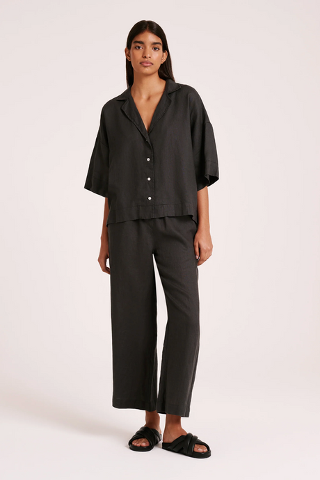Lounge Linen Crop Pant | Coal