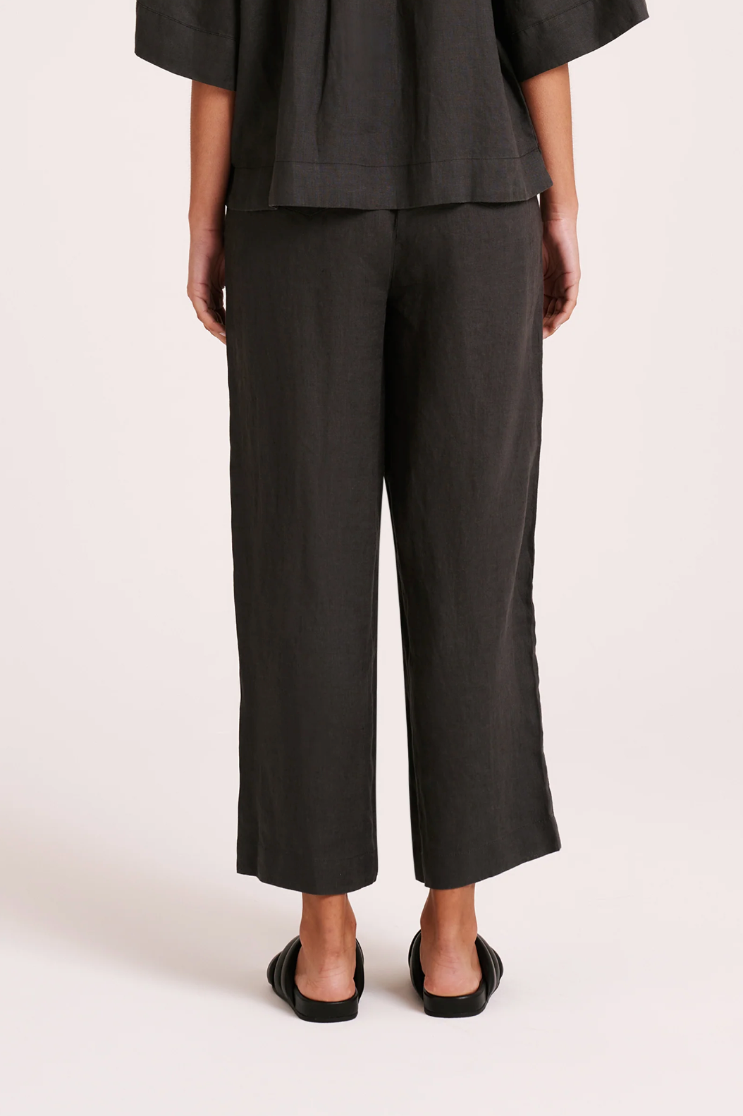 Lounge Linen Crop Pant | Coal