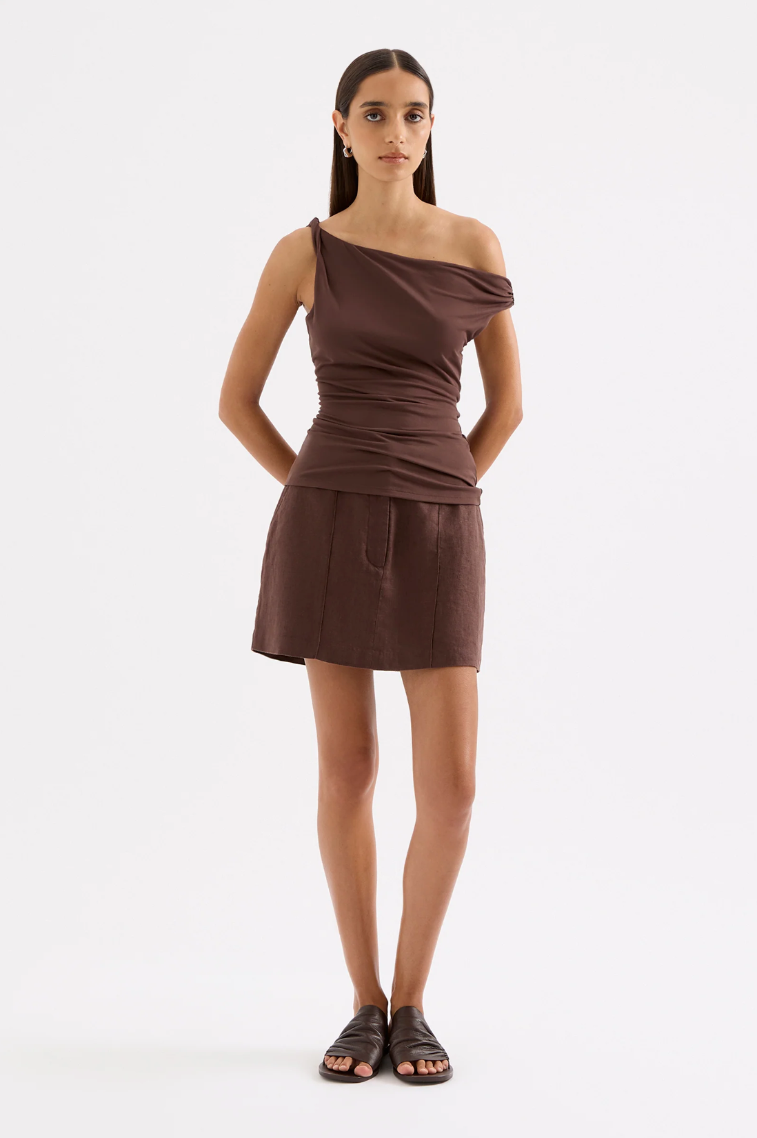 Theo Linen Skirt | Chocolate