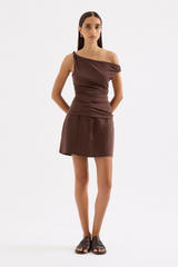 Theo Linen Skirt | Chocolate