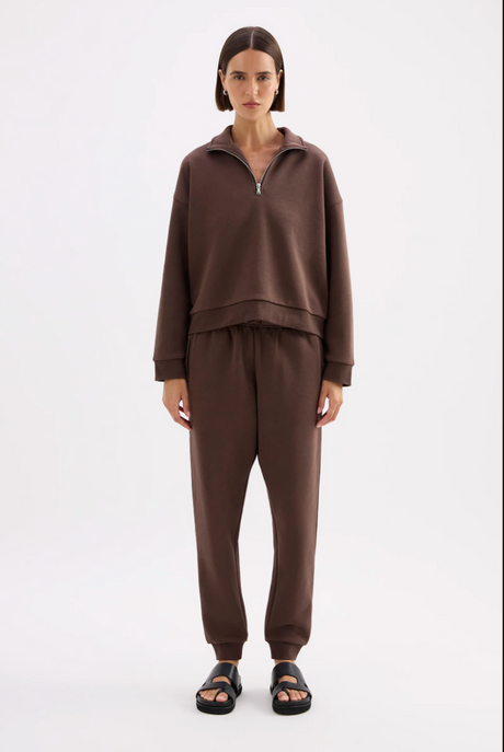 Carter Classic Zip Front Sweat | Chocolate