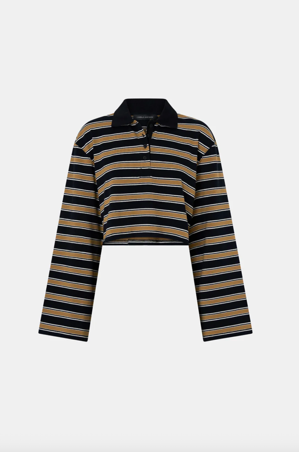 Liat Stripe Crop Polo Top | Navy Stripe
