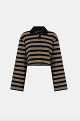 Liat Stripe Crop Polo Top | Navy Stripe
