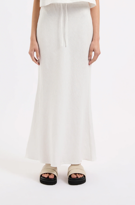Amani Linen Skirt | White