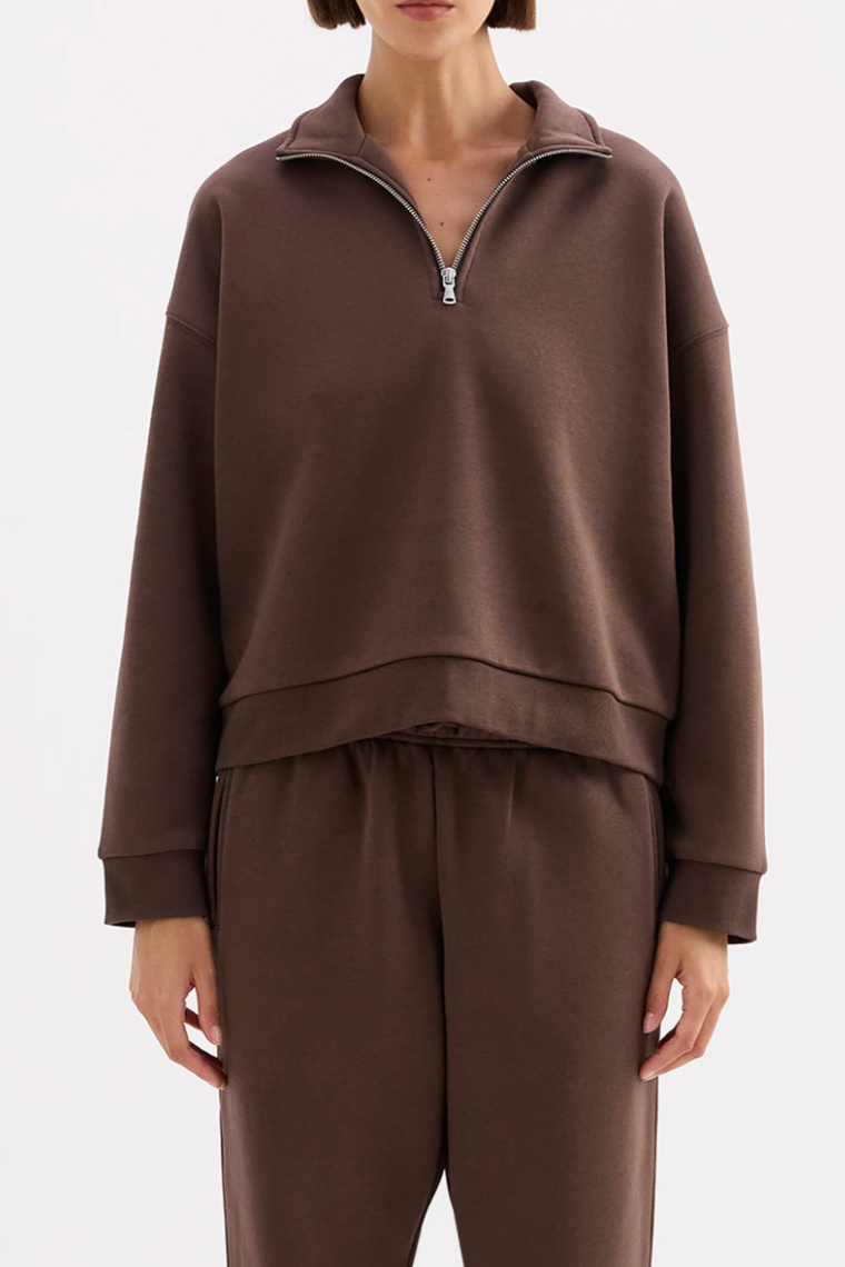 【lucy23】 Nude Lucy Carter Classic Zip Front Sweat | Chocolate – Life And