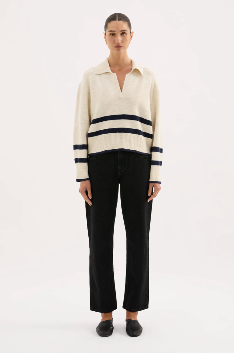 Archer Rugby Knit | Cloud Stripe