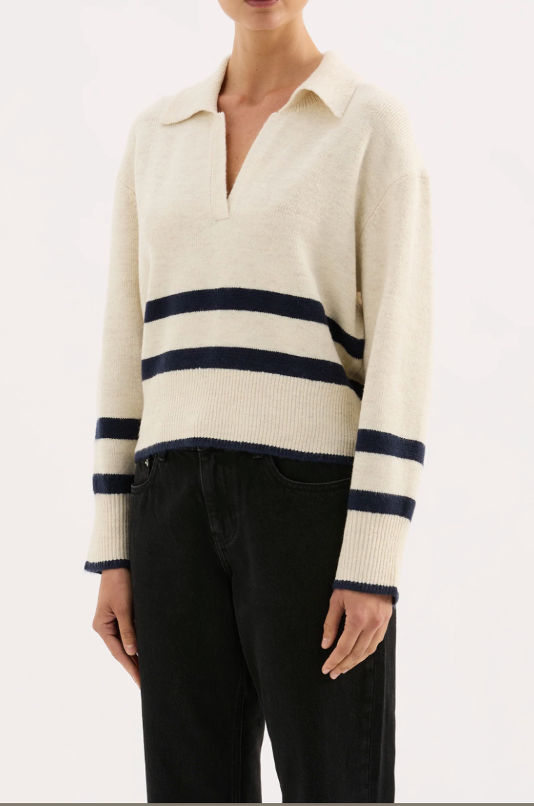 Archer Rugby Knit | Cloud Stripe