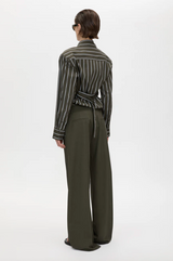Tarn Fitted Stripe Shirt | Dark Emerald Stripe