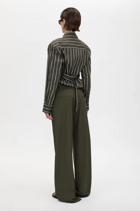 Tarn Fitted Stripe Shirt | Dark Emerald Stripe