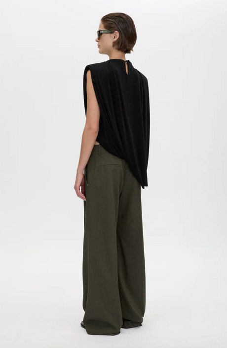 Una Straight Leg Pin Tuck Trouser | Dark Emerald
