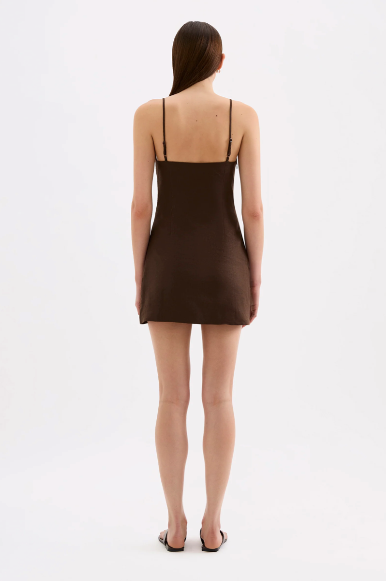 Rani Linen Mini Dress | Chocolate