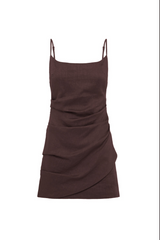 Rani Linen Mini Dress | Chocolate