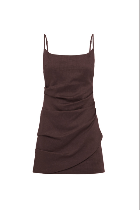 Rani Linen Mini Dress | Chocolate