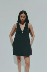 Cerie Poplin Mini Dress | Black