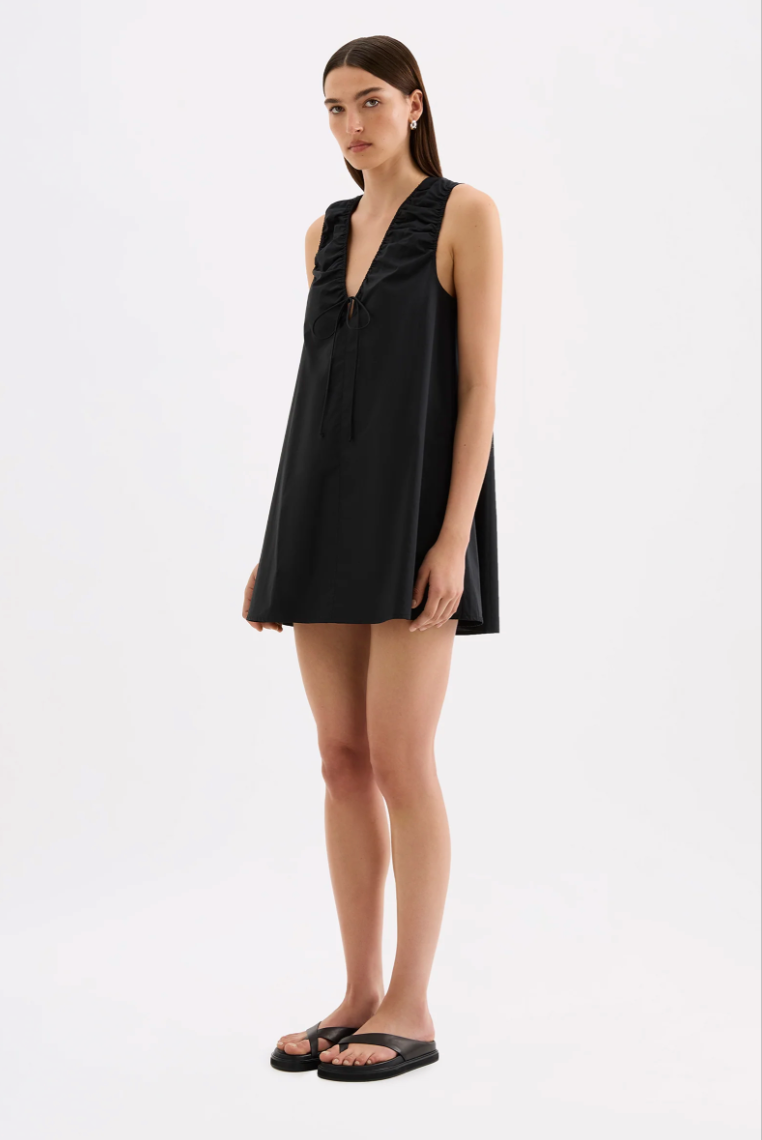 Cerie Poplin Mini Dress | Black