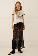 Serpent Lace Maxi Skirt | Noir