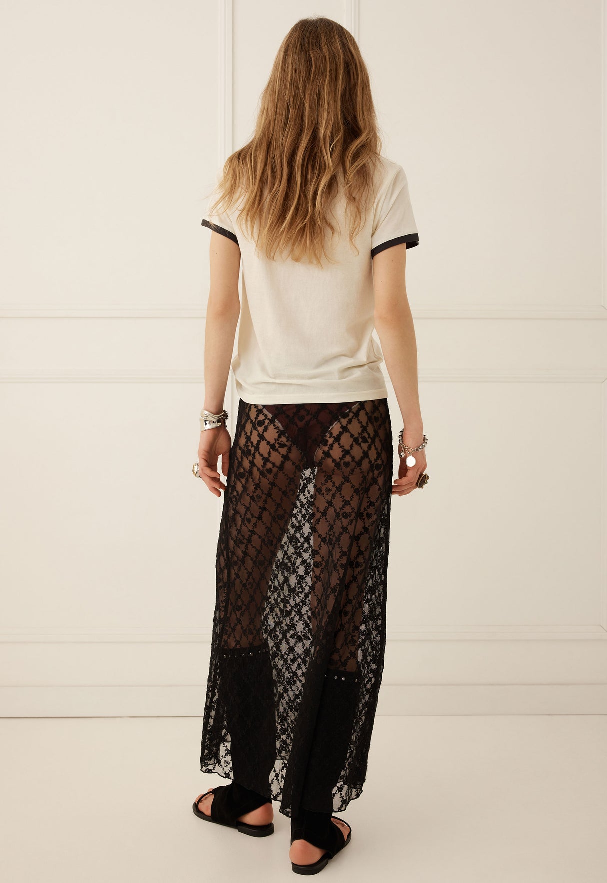 Serpent Lace Maxi Skirt | Noir