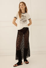Serpent Lace Maxi Skirt | Noir