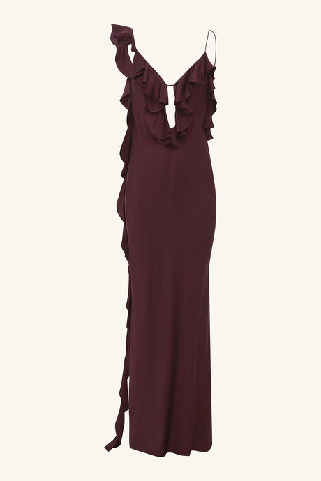 Agnes Ruffle Slip Maxi Dress | Wine Tasting