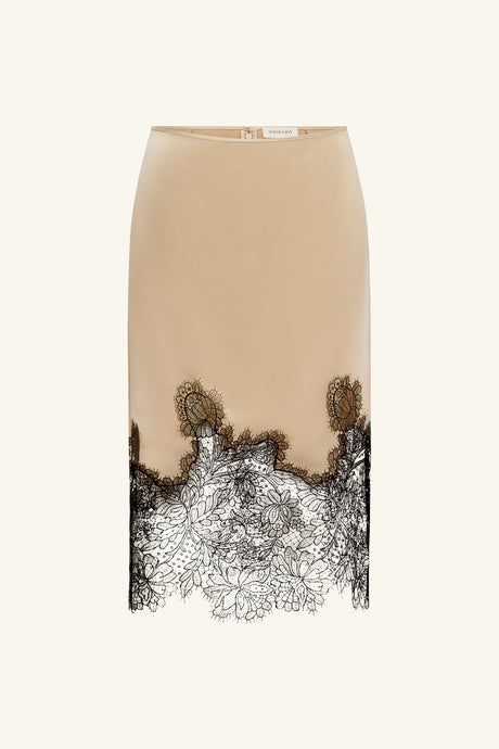 Lucia Lace Midi Skirt | Champagne