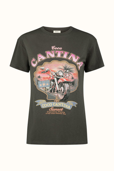 Coco Cantina Biker Tee | Charcoal