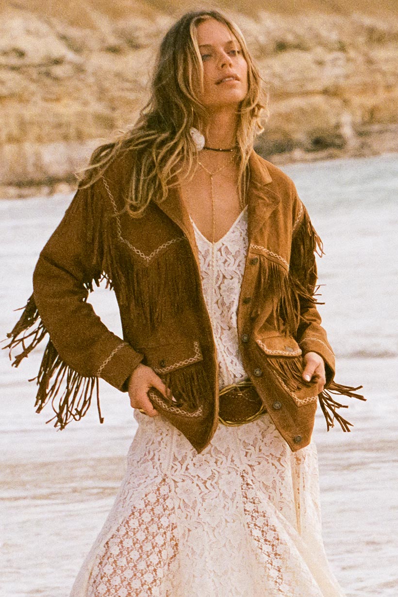 Fearless Heart Suede Fringe Jacket | Vintage Tan