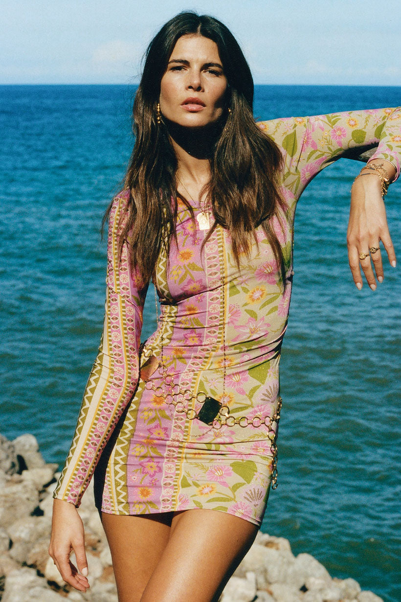 Goldie Shimmer Mini Dress | Desert Rose