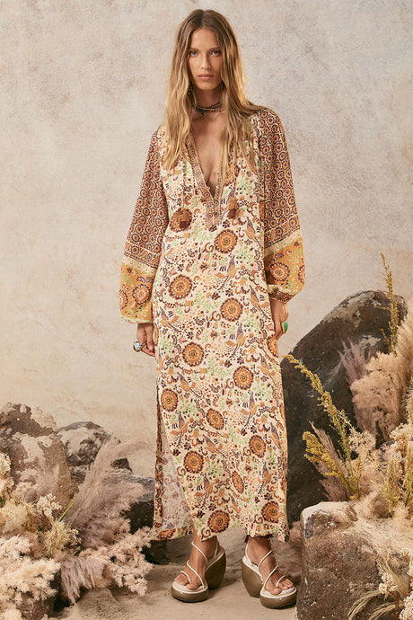 Sannah Boho Maxi Dress | Golden Ochre