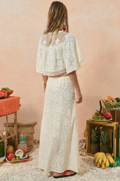 Free Love Lace Bias Skirt | Vintage Cream