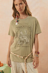 Mermaid Truckstop Biker Tee | Khaki