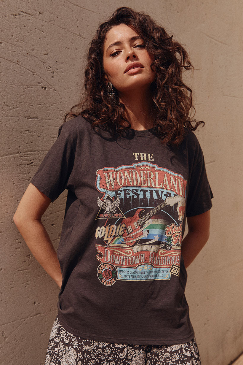Wonderland Biker Tee | Charcoal