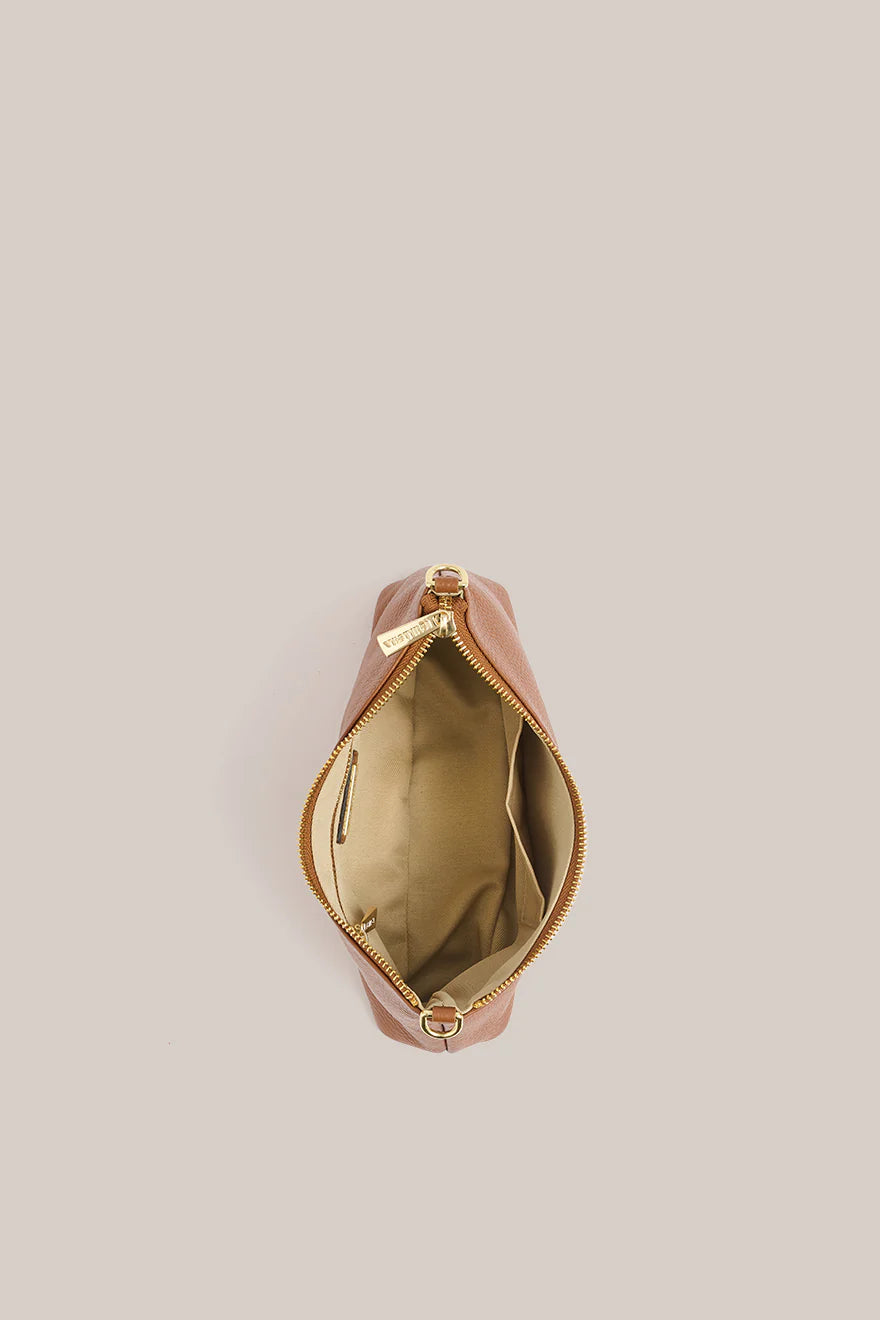 Ashley Tan Leather Crossbody Bag