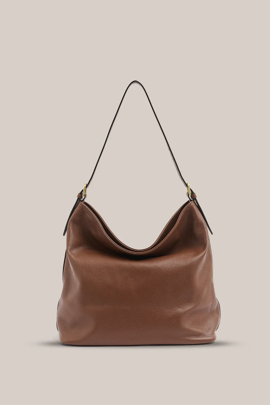 Serena Mocha Leather Hobo Bag