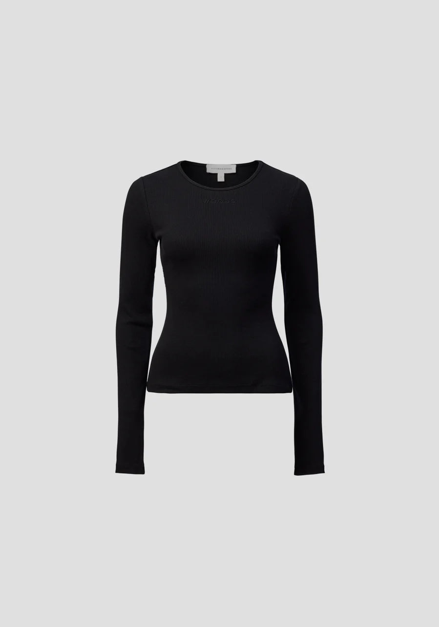 Woods Rib Longsleeve Tee | Black