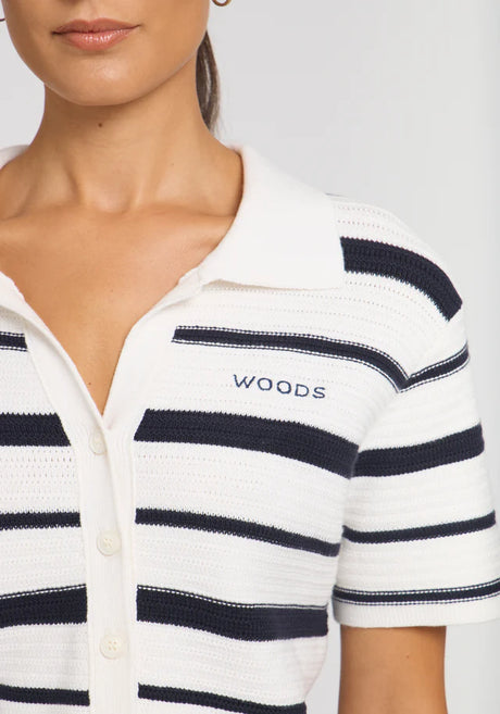 Accordion Shirt | Navy/Ivory Stripe