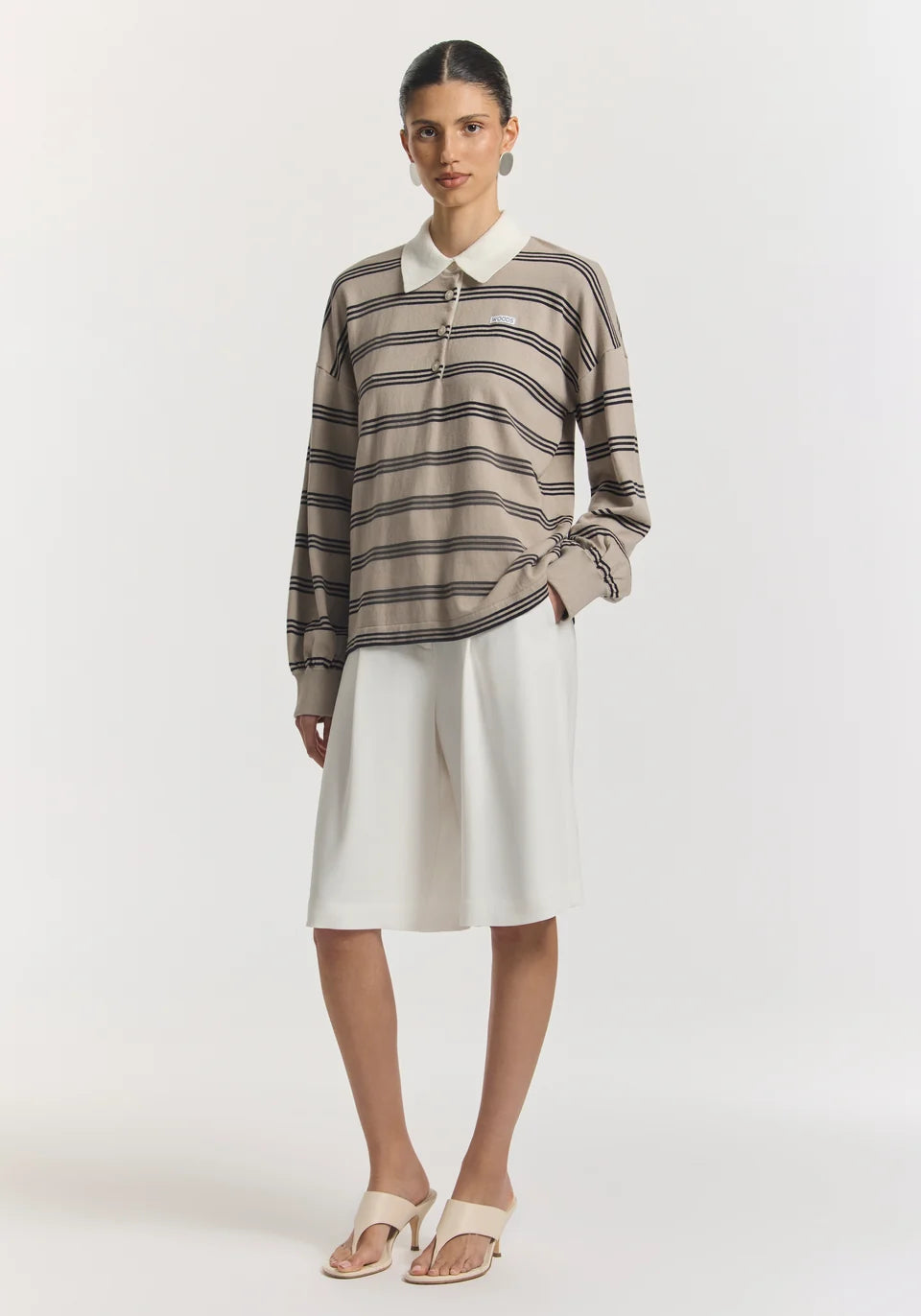 Pinnacle Polo Knit | Ecru Stripe