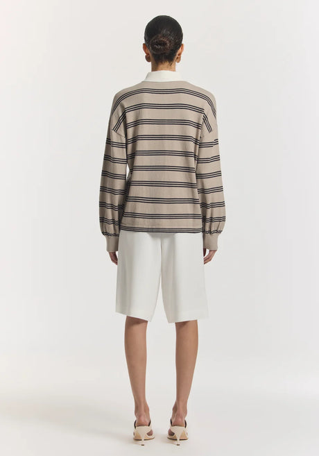 Pinnacle Polo Knit | Ecru Stripe