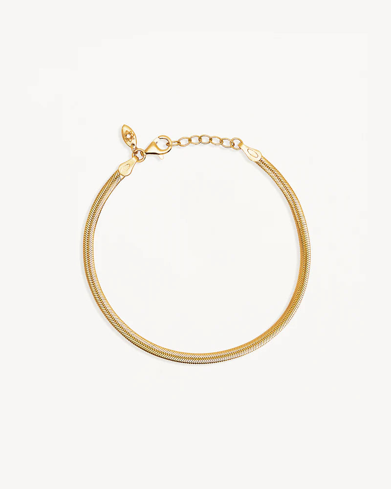 18k Gold Vermeil Herringbone Chain Bracelet