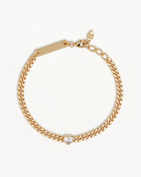 18k Gold Vermeil Radiant Heart Engravable Curb Bracelet