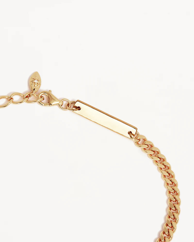 18k Gold Vermeil Radiant Heart Engravable Curb Bracelet