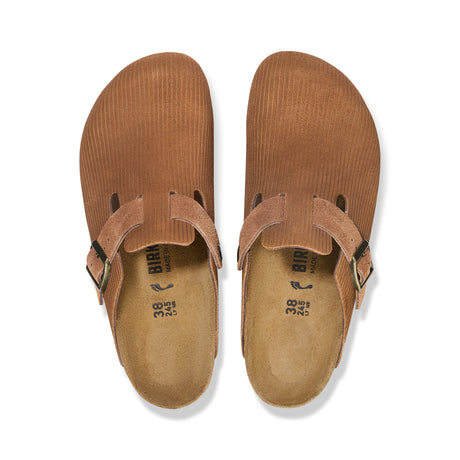 Birkenstock Boston Corduroy Dark Tea Embossed Suede Leather Regular