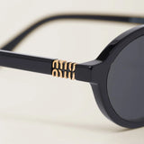 Miu Miu Oval Sunglasses Black OMU 04ZS