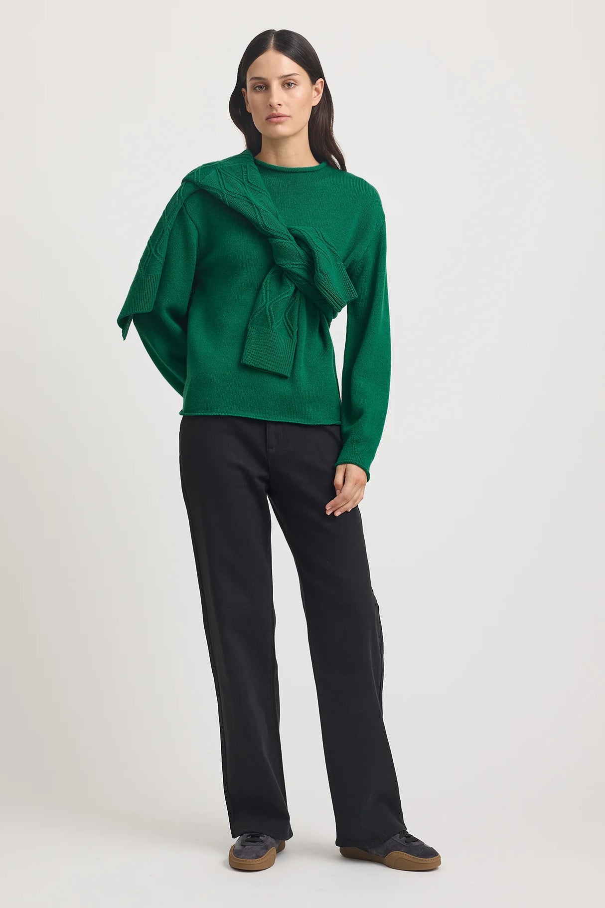 Relaxed Fit Mock Neck | Lush Green
