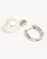 Sterling Silver Embrace Stillness Pearl Hoops