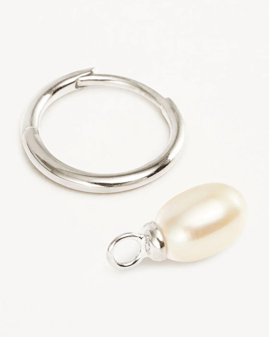 Sterling Silver Live In Peace Pearl Hoop Earrings