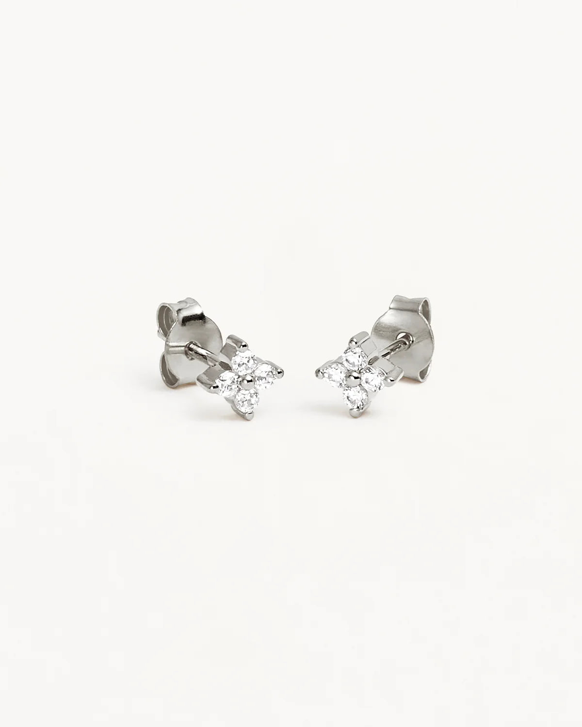 Sterling Silver Crystal Bloom Stud Earrings