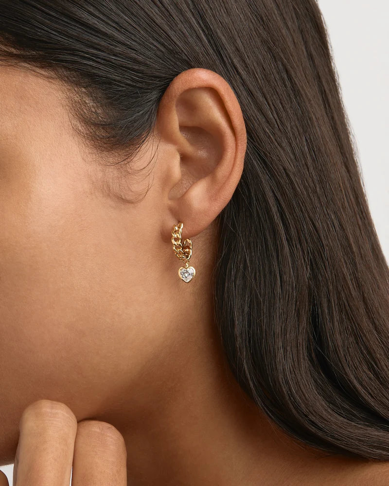 18k Gold Vermeil Radiant Heart Curb Hoops