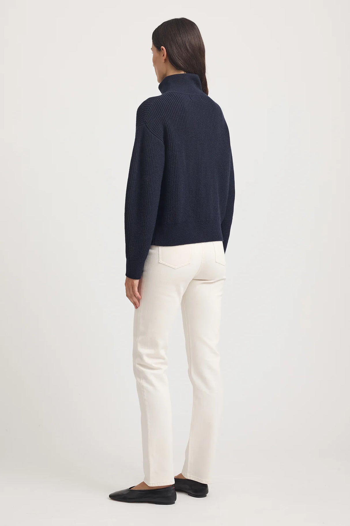 Zip Through Rib Knit | French Navy