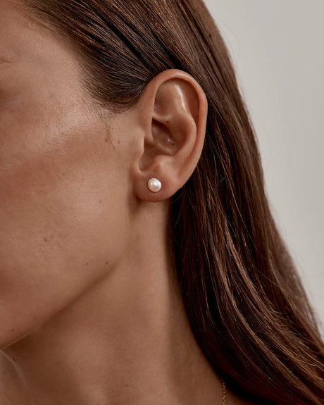 18K Gold Vermeil Under The Moonlight Pearl Stud Earrings